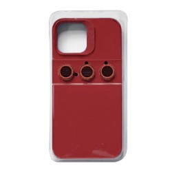 Silicone Case with Separate Camera Glass Set for Apple iPhone 15 Pro Red Silicone Case with Separate Camera Glass Set for Apple iPhone 15 Pro Red